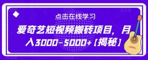 爱奇艺短视频搬砖项目，月入3000-5000+【揭秘】-网赚36计