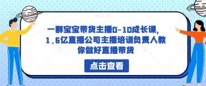 一群宝宝带货主播0-10成长课,1.6亿直播公司主播培训负责人教你做好直播带货-网赚36计