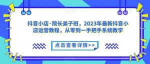 抖音小店·院长弟子班，2023年最新抖音小店运营教程，从零到一手把手系统教学-网赚36计