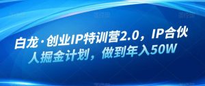 白龙·创业IP特训营2.0，IP合伙人掘金计划，做到年入50W-网赚36计