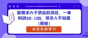 新需求大于供应的项目,一单利润50-100,很多人不知道【揭秘】-网赚36计