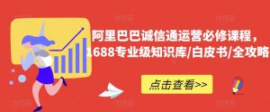 阿里巴巴诚信通运营必修课程，​1688专业级知识库/白皮书/全攻略-网赚36计
