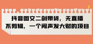 抖音图文二创带货，无直播，不剪辑，一个闷声发大财的项目【揭秘】-网赚36计