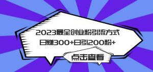 2023最全创业粉引流方式日赚300+日引粉200+【揭秘】-网赚36计
