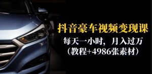 抖音豪车视频变现分享课：每天一小时，月入过万（教程+4986张素材）-网赚36计