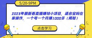 2023年最新看直播赚钱小项目,适合宝妈在家操作,一个号一个月赚1000多(揭秘)-网赚36计