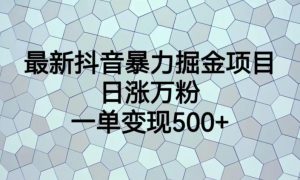 最新抖音暴力掘金项目,日涨万粉,一单变现500+【揭秘】-网赚36计