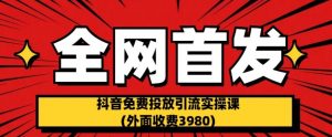 全网首发：抖音免费投放引流实操课(外面收费3980)【揭秘】-网赚36计