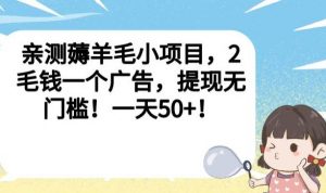 亲测薅羊毛小项目，2毛钱一个广告，提现无门槛！一天50+【揭秘】-网赚36计