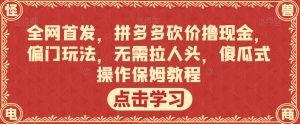 全网首发，拼多多砍价撸现金，偏门玩法，无需拉人头，傻瓜式操作保姆教程【揭秘】-网赚36计