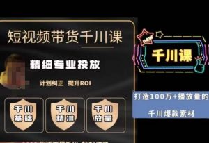 短视频带货-千川专业投放课,精细化专业投放,计划纠正,提升ROI-网赚36计