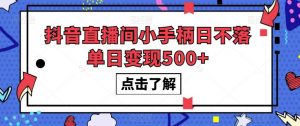 抖音直播间小手柄日不落单日变现500+【揭秘】-网赚36计