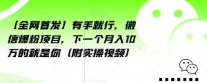 【全网首发】有手就行，微信爆粉项目，下一个月入10万的就是你（附实操视频）【揭秘】-网赚36计