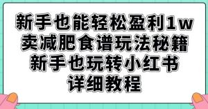 新手也能轻松盈利1w，卖减肥食谱玩法秘籍，新手也玩转小红书详细教程【揭秘】-网赚36计