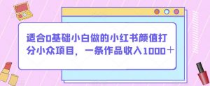 适合0基础小白做的小红书颜值打分小众项目，一条作品收入1000＋【揭秘】-网赚36计