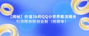 【揭秘】价值3k的QQ小世界截流曝光引流精准粉创业粉（附脚本）-网赚36计