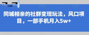 同城相亲的社群变现玩法，风口项目，一部手机月入5w+【揭秘】-网赚36计