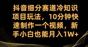 抖音细分赛道冷知识项目玩法，10分钟快速制作一个视频，新手小白也能月入1W+【揭秘】-网赚36计