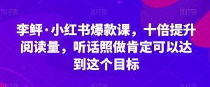 李鲆·小红书爆款课，十倍提升阅读量，听话照做肯定可以达到这个目标-网赚36计