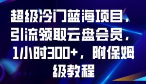 超级冷门蓝海项目，引流领取云盘会员，1小时300+，附保姆级教程-网赚36计