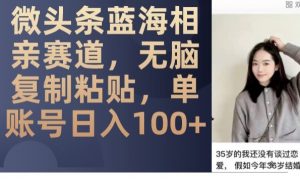 微头条蓝海相亲赛道,无脑复制粘贴,单账号日入100+-网赚36计