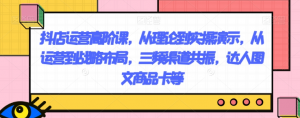 抖店运营高阶课,从理论到实操演示,从运营到战略布局,三频渠道共振,达人图文商品卡等-网赚36计