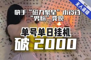【日入破2000】快手无人直播不进人？“磁力聚星”没收益？不会卡屏、卡同城流量？最新课程会通通解决！-网赚36计