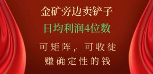 金矿旁边卖铲子，赚确定性的钱，可矩阵，可收徒，日均利润4位数【揭秘】-网赚36计