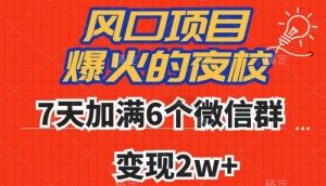 全网首发，爆火的夜校，7天加满6个微信群，变现2w+【揭秘】-网赚36计