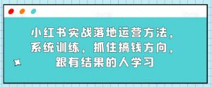 小红书实战落地运营方法,系统训练,抓住搞钱方向,跟有结果的人学习-网赚36计