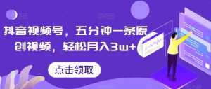 抖音视频号，五分钟一条原创视频，轻松月入3w+【独家秘诀，传授赚钱方法】【揭秘】-网赚36计