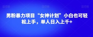 男粉暴力项目“女神计划”小白也可轻松上手,单人日入上千+【揭秘】-网赚36计
