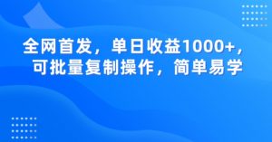 全网首发，单日收益1000+，可批量复制操作，简单易学【揭秘】-网赚36计