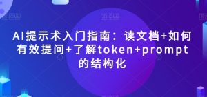 AI提示术入门指南:读文档+如何有效提问+了解token+prompt的结构化【揭秘】-网赚36计