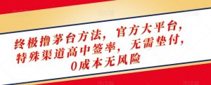 终极撸茅台方法，官方大平台，特殊渠道高中签率，无需垫付，0成本无风险【揭秘】-网赚36计