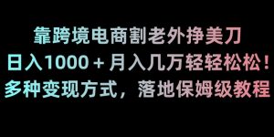 靠跨境电商割老外挣美刀，日入1000＋月入几万轻轻松松！多种变现方式，落地保姆级教程【揭秘】-网赚36计
