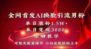 全网首发Ai换脸引流男粉，单日涨粉1.5w+，单日变现3000+，小白也能轻松上手拿结果【揭秘】-网赚36计