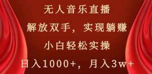 无人音乐直播，解放双手，实现躺赚，小白轻松实操，日入1000+，月入3w+【揭秘】-网赚36计
