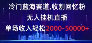 冷门蓝海赛道，收割回忆粉，无人挂机直播，单场收入轻松2000-5w+【揭秘】-网赚36计
