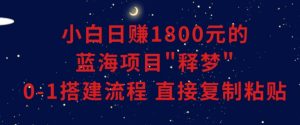 小白能日赚1800元的蓝海项目”释梦”0-1搭建流程可直接复制粘贴长期做【揭秘】-网赚36计