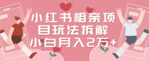 小红书相亲项目玩法拆解，有人通过这个副业项目做到了月收入2万多【揭秘】-网赚36计