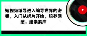 短视频编导进入编导世界的密钥,入门从拆片开始,培养网感,建素素库-网赚36计