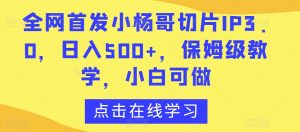 全网首发小杨哥切片IP3.0，日入500+，保姆级教学，小白可做【揭秘】-网赚36计