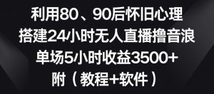 利用80、90后怀旧心理，搭建24小时无人直播撸音浪，单场5小时收益3500+（教程+软件）【揭秘】-网赚36计