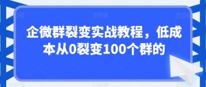 企微群裂变实战教程，低成本从0裂变100个群的-网赚36计