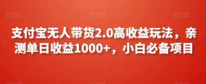 支付宝无人带货2.0高收益玩法，亲测单日收益1000+，小白必备项目【揭秘】-网赚36计