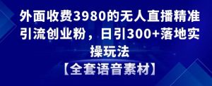 外面收费3980的无人直播精准引流创业粉，日引300+落地实操玩法【全套语音素材】【揭秘】-网赚36计