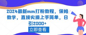 2024最新mm打粉教程，保姆教学，直接实操上手简单，日引2000+【揭秘】-网赚36计