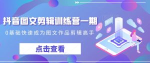 抖音图文剪辑训练营一期，0基础快速成为图文作品剪辑高手-网赚36计