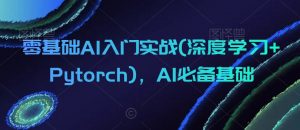 零基础AI入门实战(深度学习+Pytorch)，AI必备基础-网赚36计